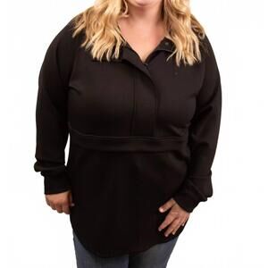 NEW MICHELLE MAE crisp air scuba halfzip pullover sweatshirt in black